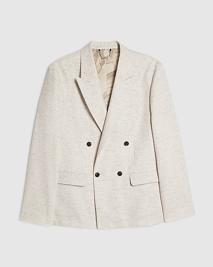 Cream Textured Suit Jacket