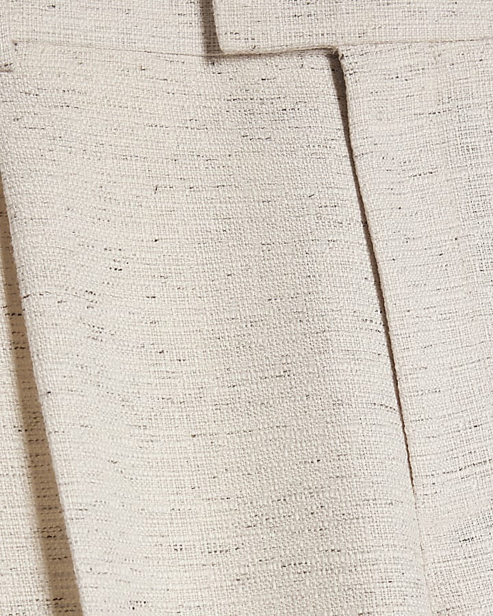 Cream Textured Suit Trousers