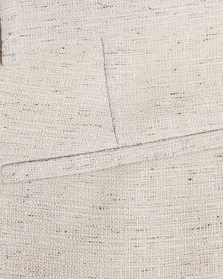 Cream Textured Suit Trousers