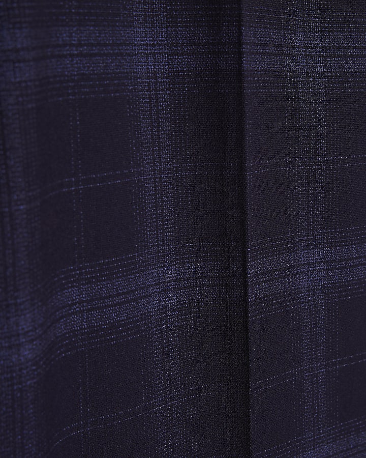 Navy Slim Fit Check Suit Trousers