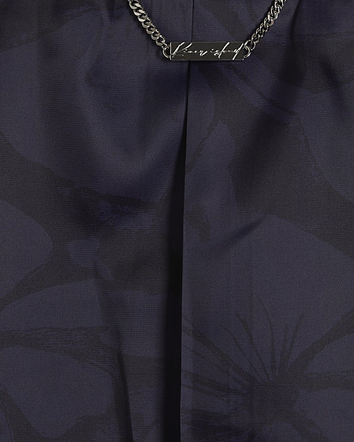 Navy Slim Fit Check Suit Jacket