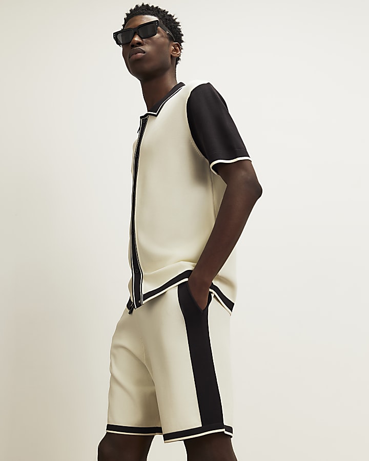 Cream Colour Block Shirt