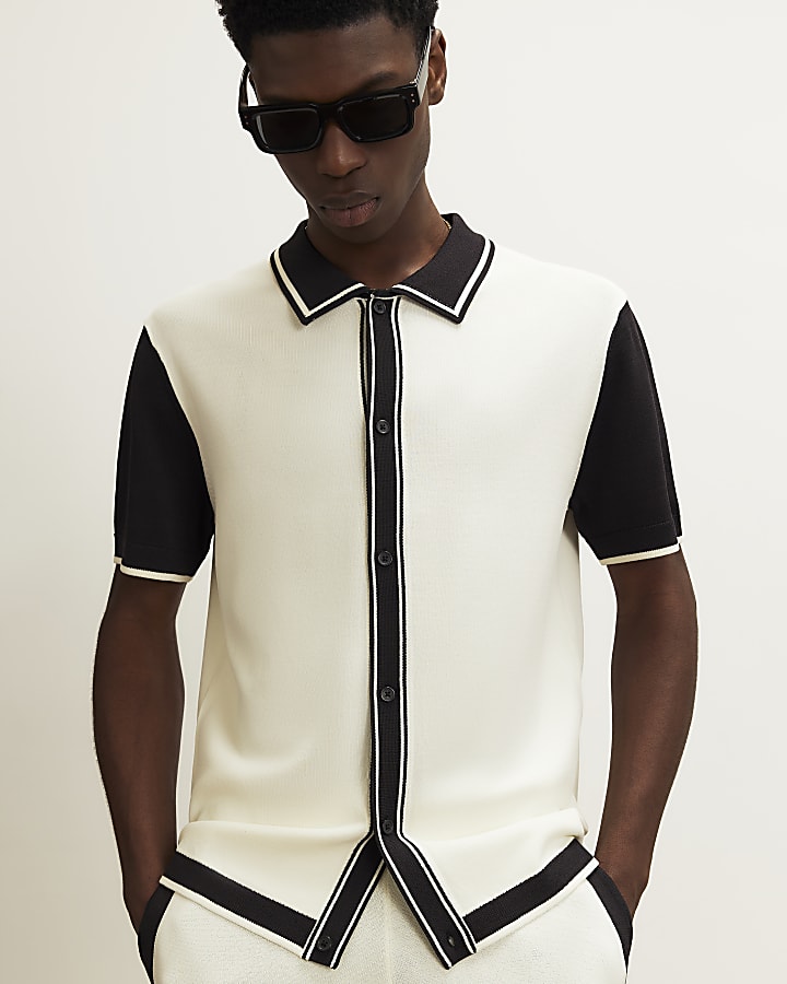 Cream Colour Block Shirt