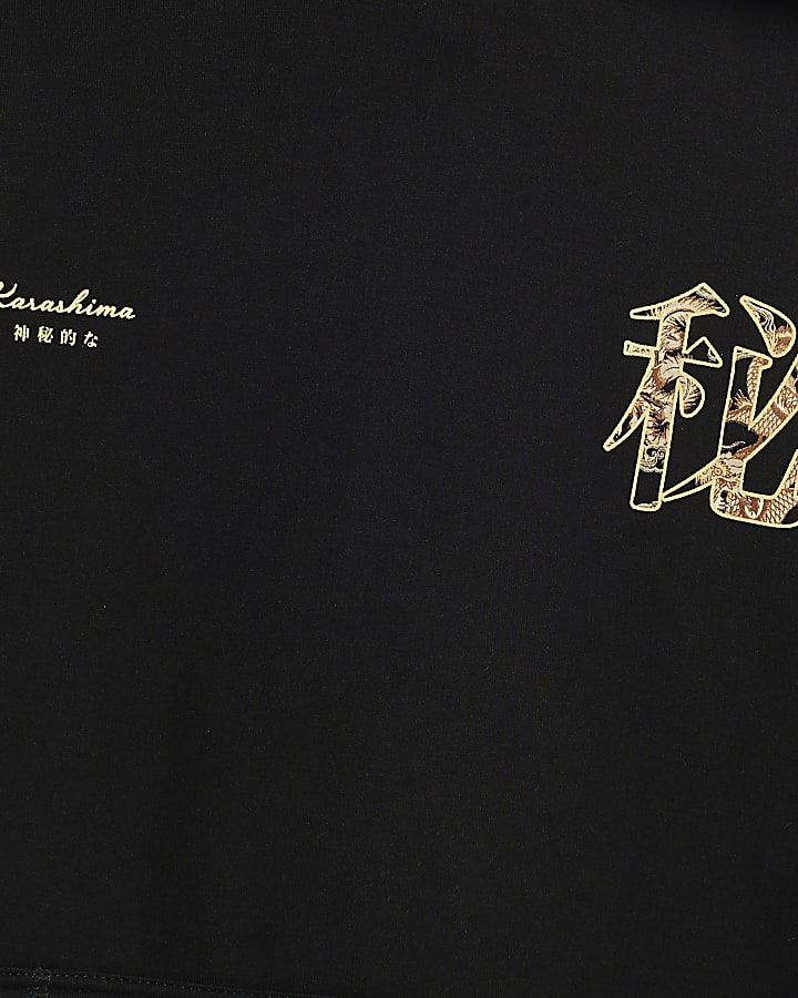 Black Regular Fit Dragon Karashima Hoodie