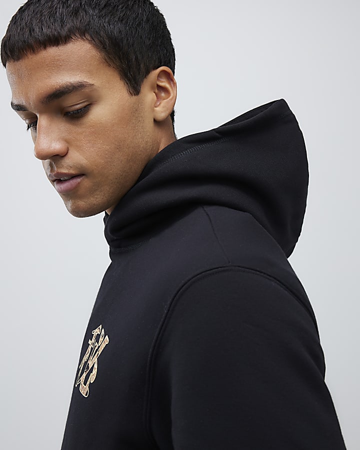 Black Regular Fit Dragon Karashima Hoodie