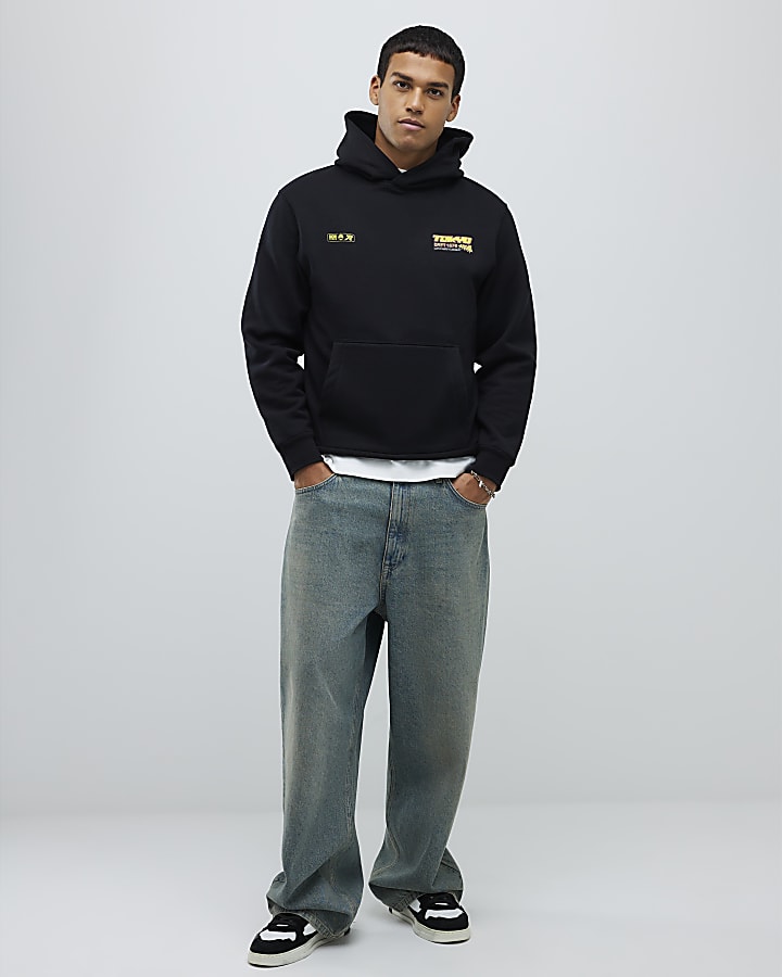 Black Regular Fit Tokyo Drift Hoodie