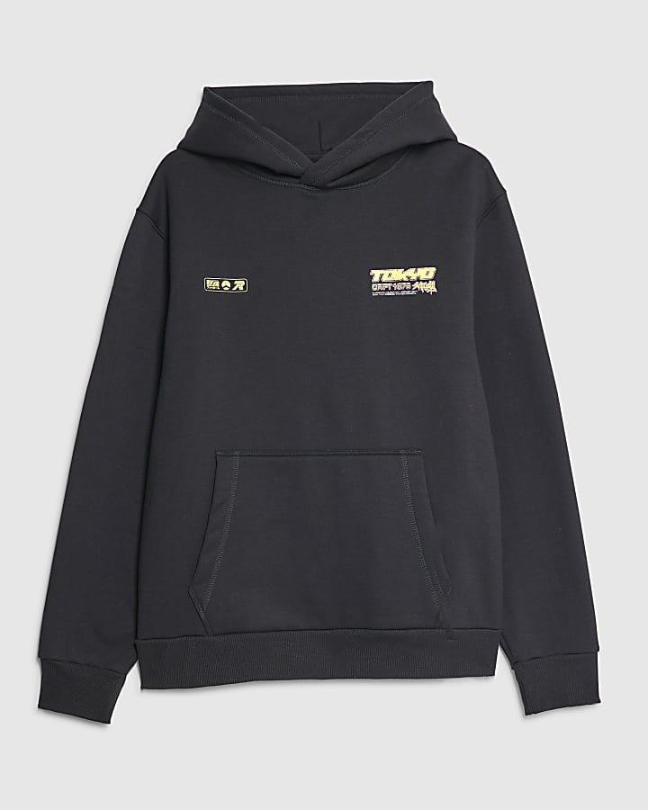 Black Regular Fit Tokyo Drift Hoodie