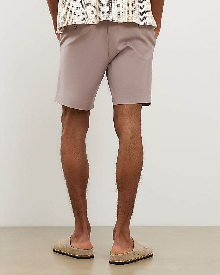 Pink Slim Fit Belted Chino Shorts