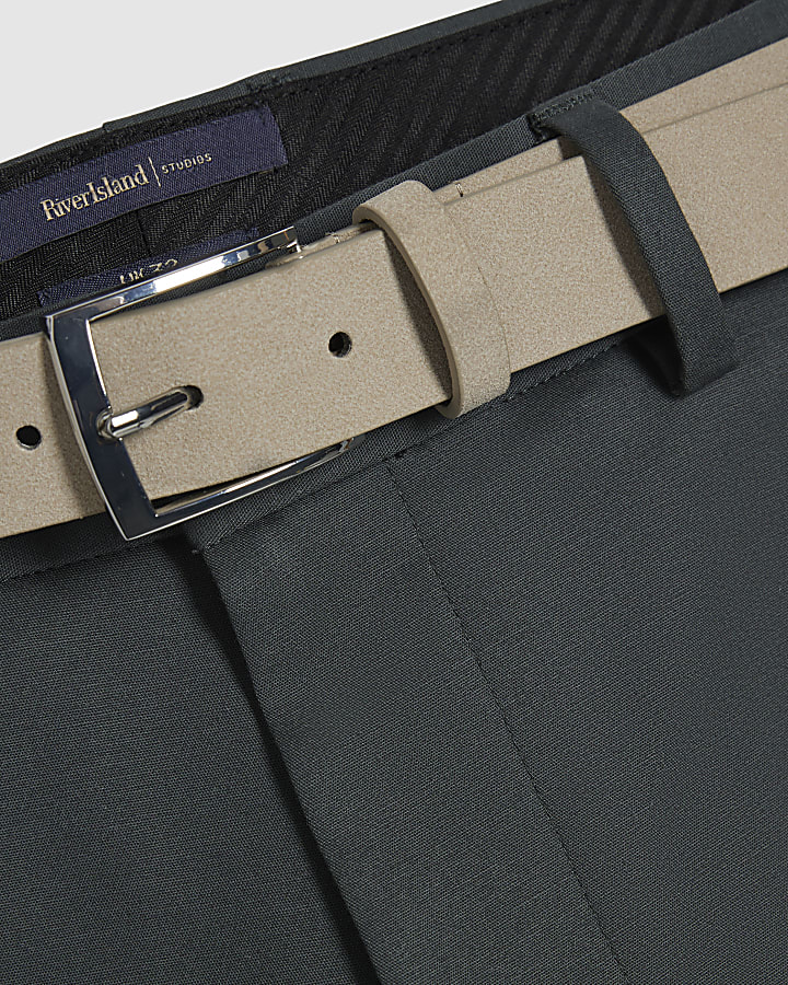 Khaki Slim Stretch Chino Short with Belt