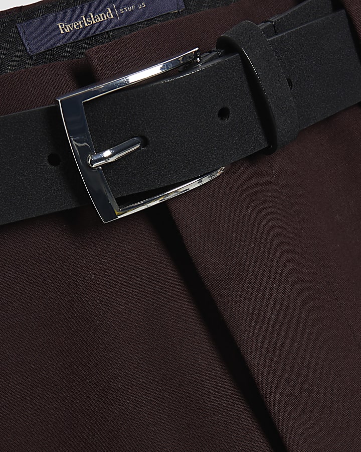 Brown Slim Stretch Chino Short with Belt