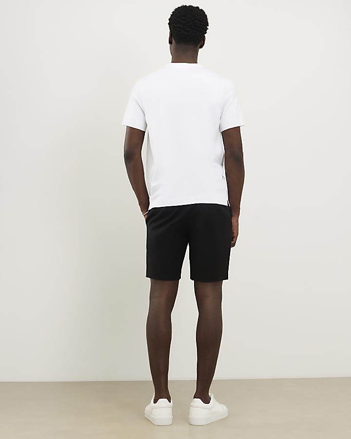 Black Slim Fit Belted Chino Shorts