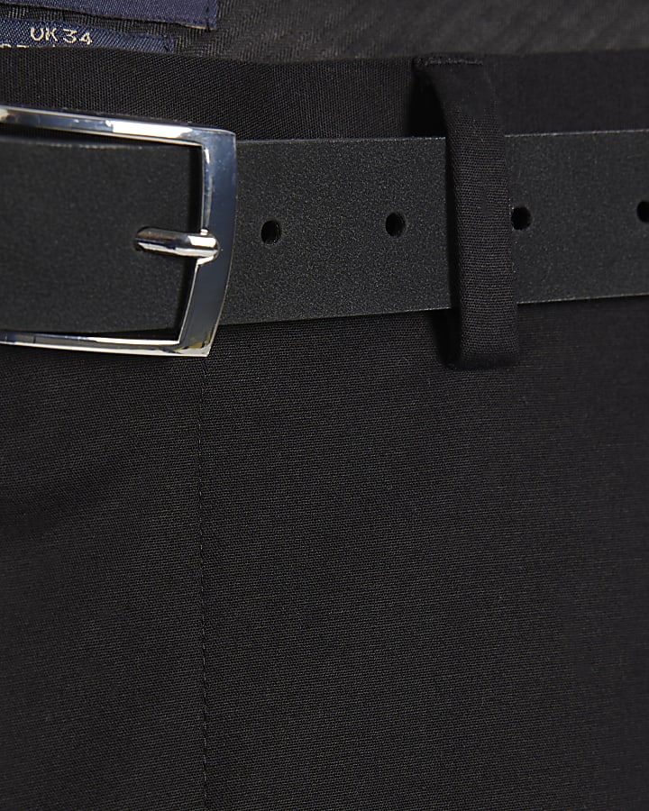 Black Slim Fit Belted Chino Shorts