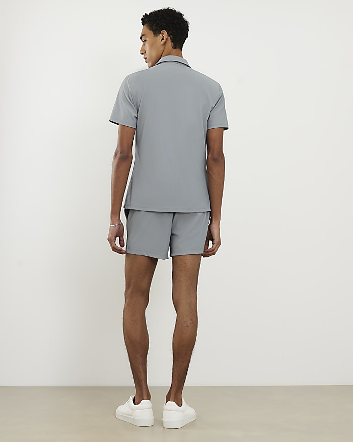 Blue Elasticated Rib Shorts