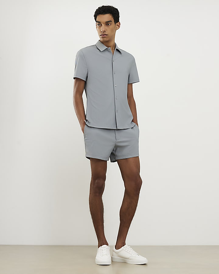 Blue Elasticated Rib Shorts