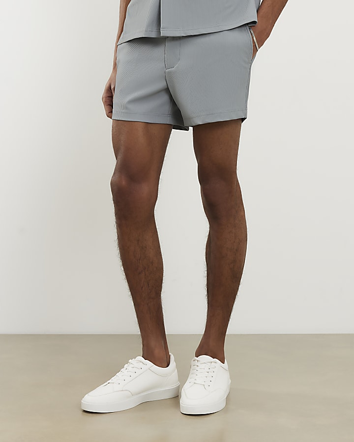 Blue Elasticated Rib Shorts