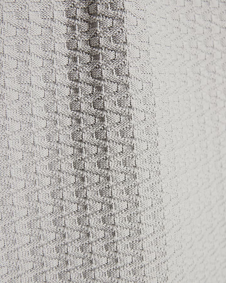 Grey Muscle Fit Zig Zag Texture T-Shirt