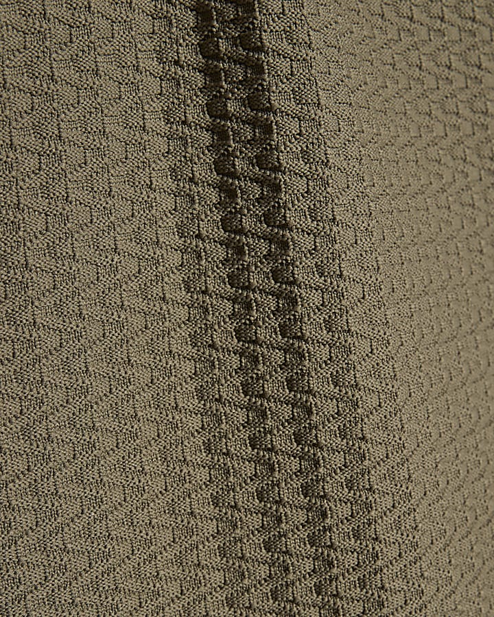 Green Muscle Fit Zig Zag Texture T-Shirt