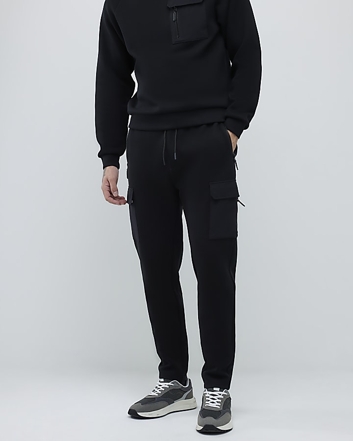 Black Slim Fit Hybrid Nylon Joggers