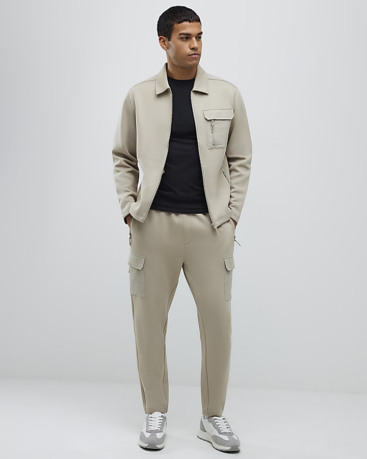 Beige Nylon Hybrid Shacket