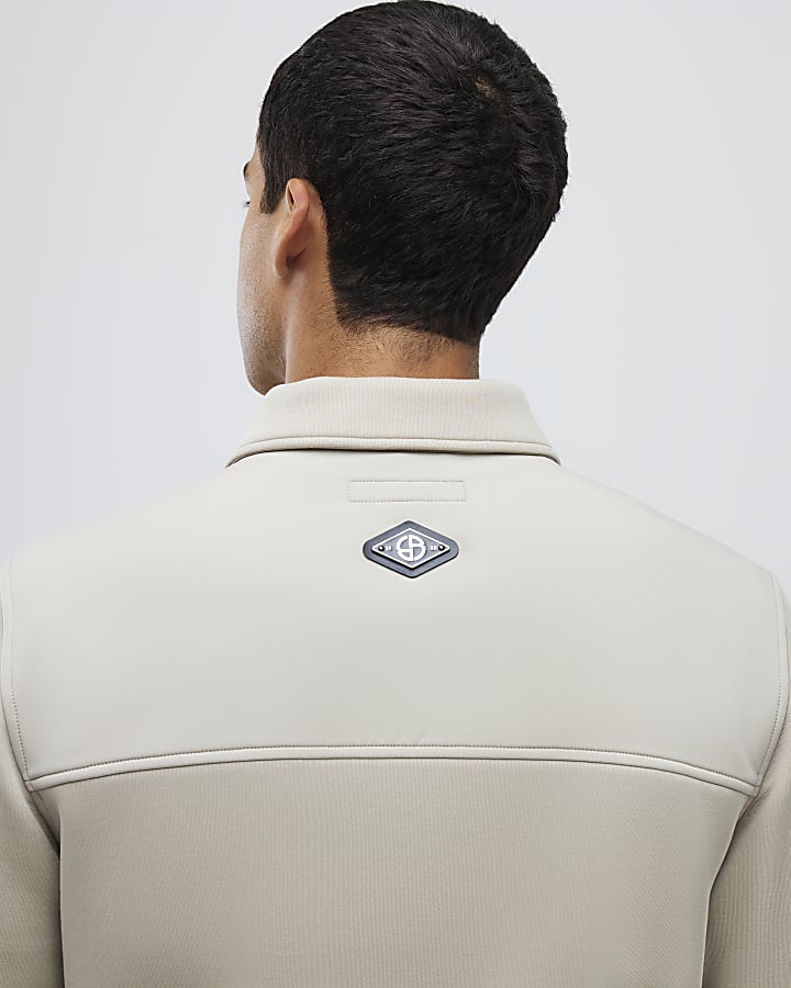 Beige Nylon Hybrid Shacket