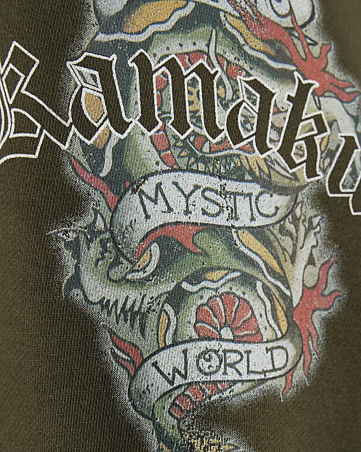 Khaki Oversized Fit Japanese Kamakura Hoodie