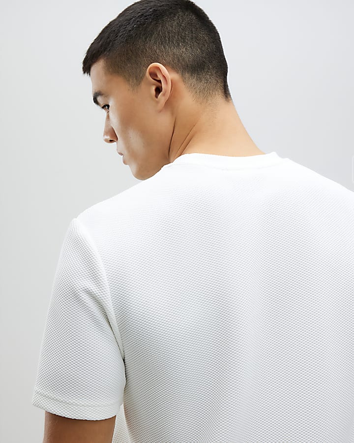 Navy Slim Fit Textured Ame Saint T-Shirt