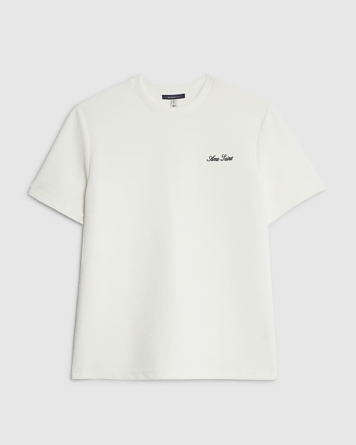 Navy Slim Fit Textured Ame Saint T-Shirt