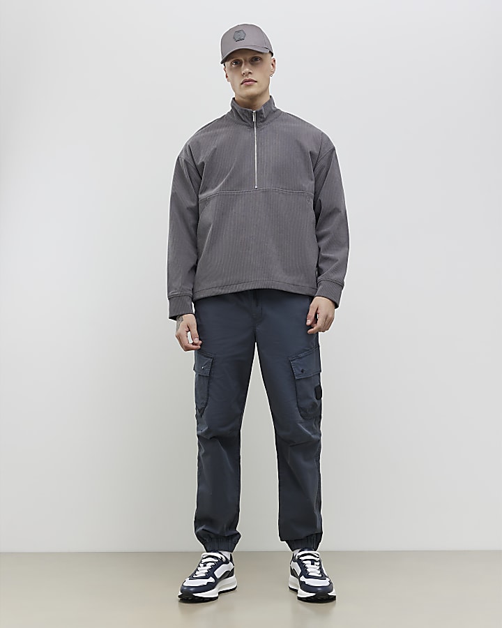 Blue Regular Fit Cargo Trousers