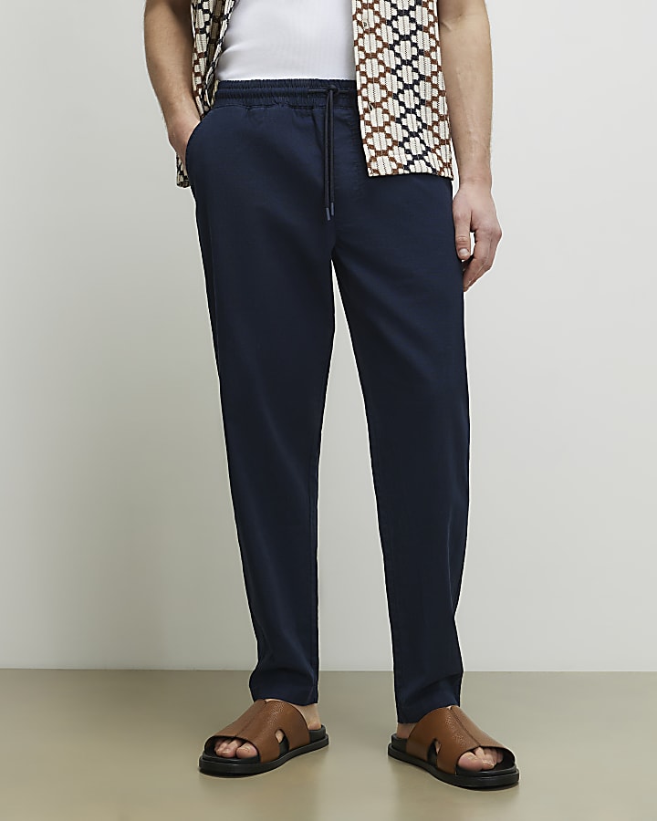 Navy Slim Fit Trousers