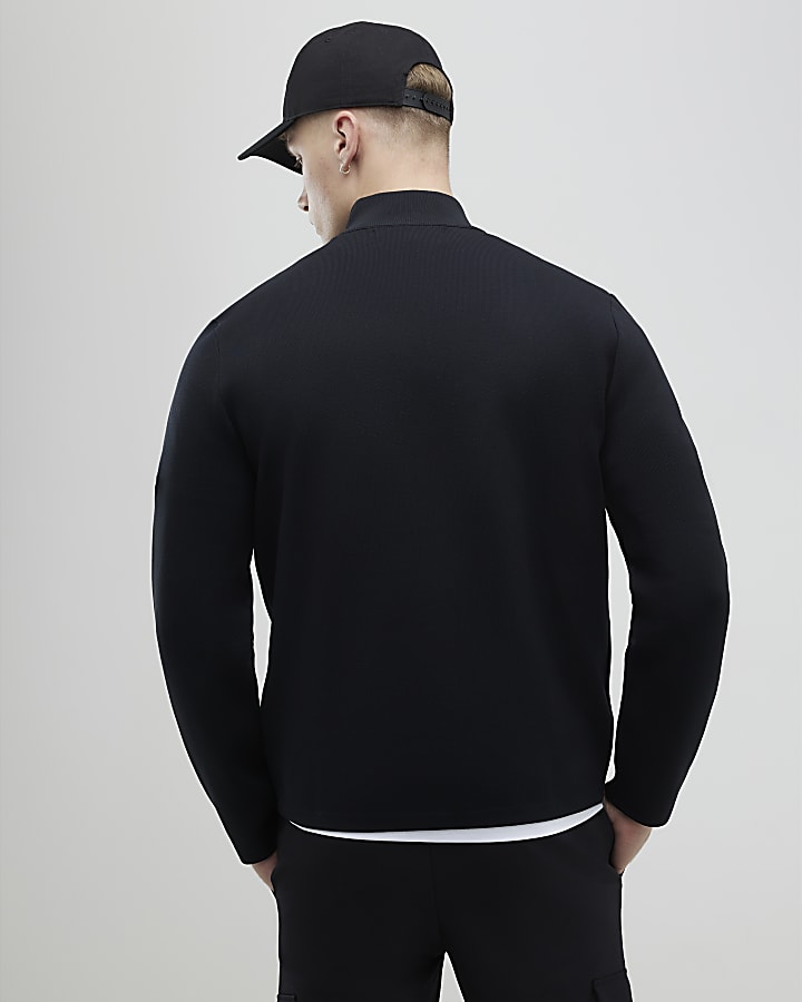 Black Slim Fit Hybrid Funnel Jumper