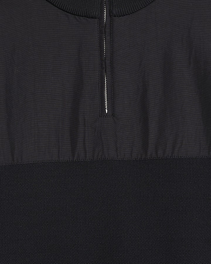 Black Slim Fit Hybrid Funnel Jumper