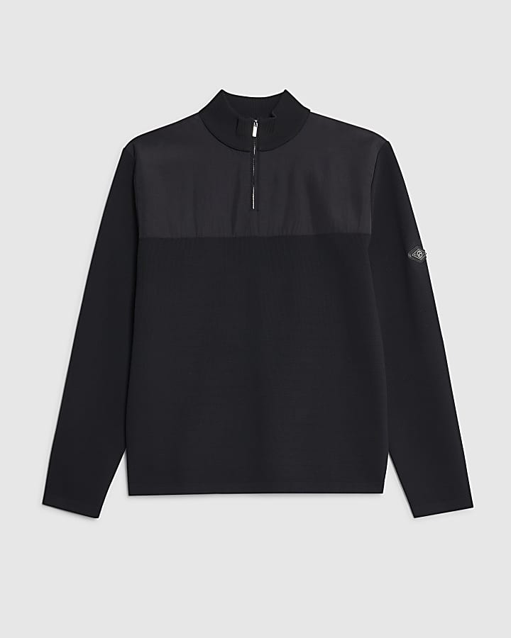 Black Slim Fit Hybrid Funnel Jumper