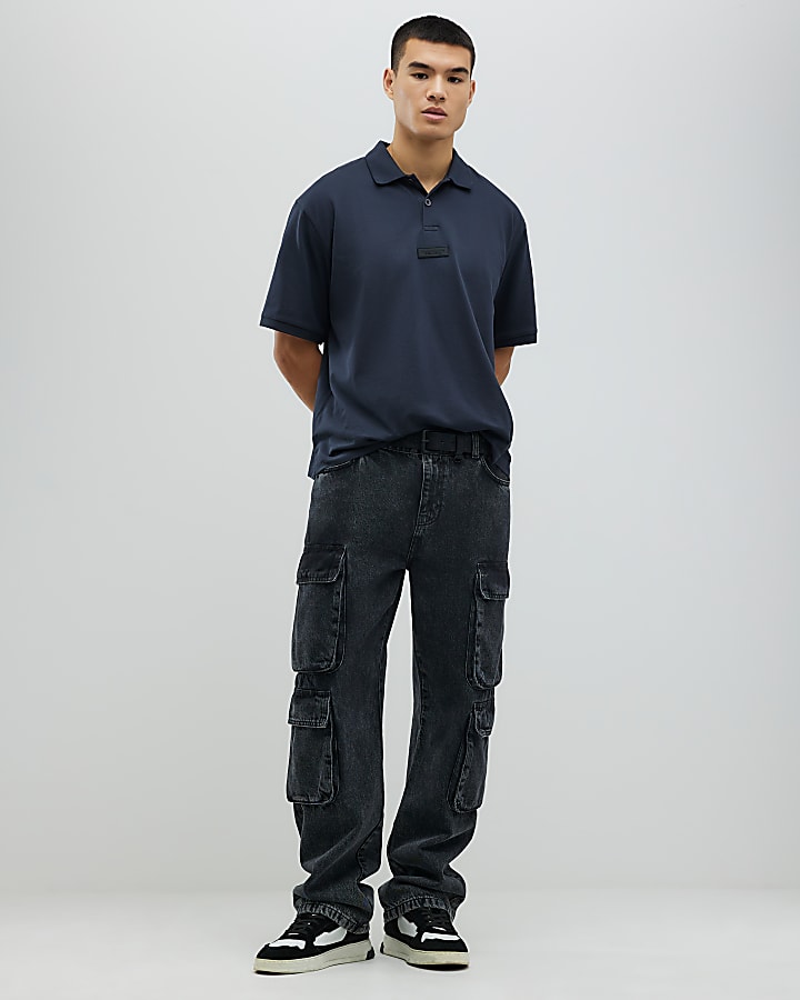 Grey Oversized Fit Luminis Polo Shirt