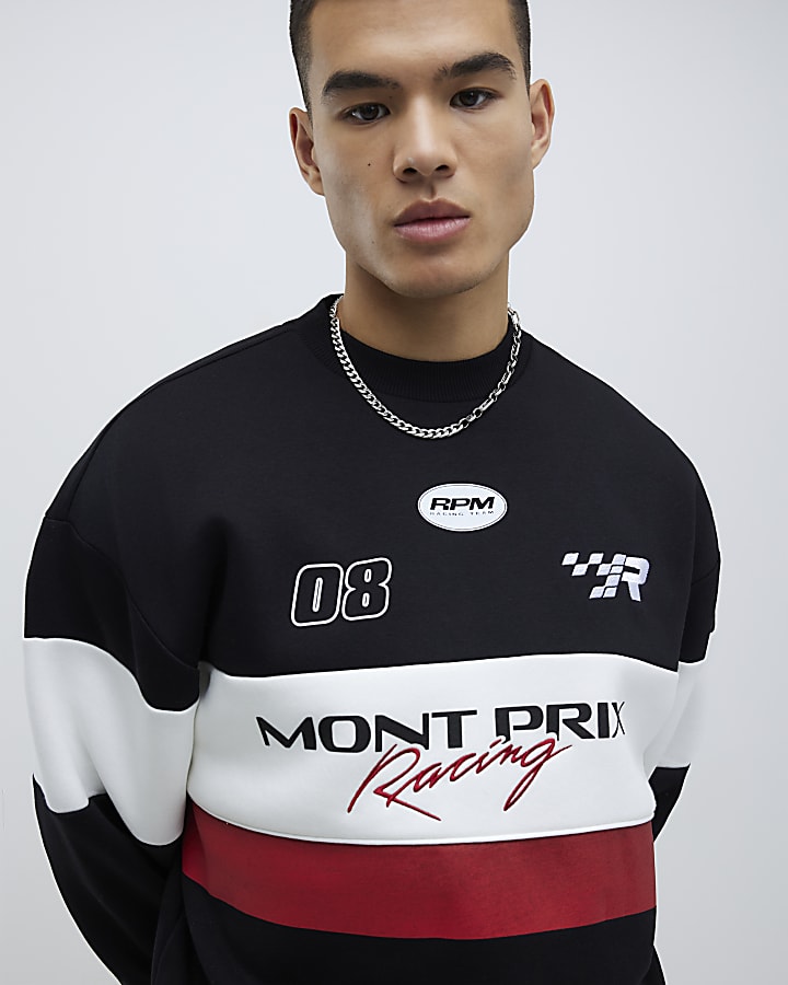 Black Oversized Fit Mont Prix Sweatshirt