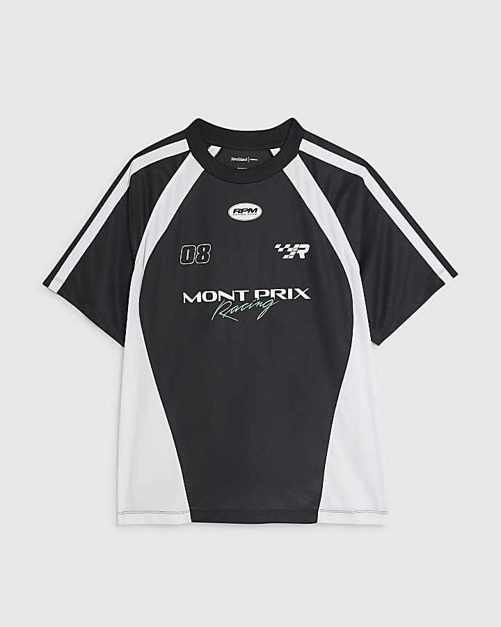 Black Oversized Fit Montprix Football T-Shirt