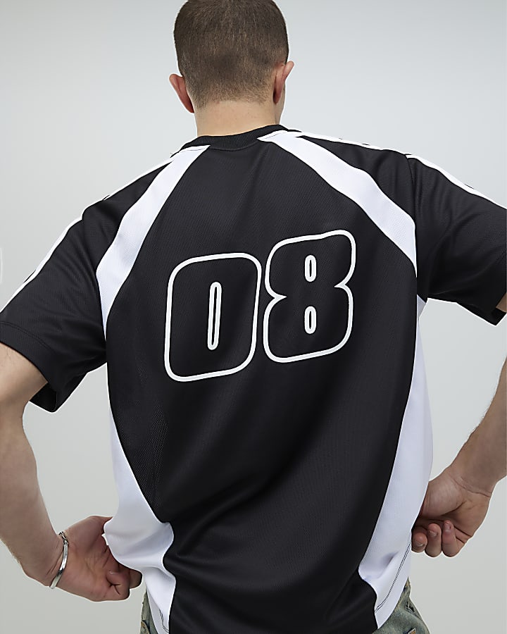 Black Oversized Fit Montprix Football T-Shirt