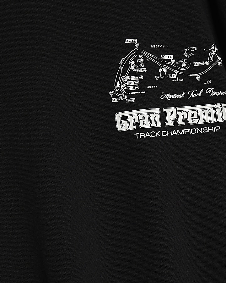 Black Oversized Fit Motorsport Logos T-Shirt