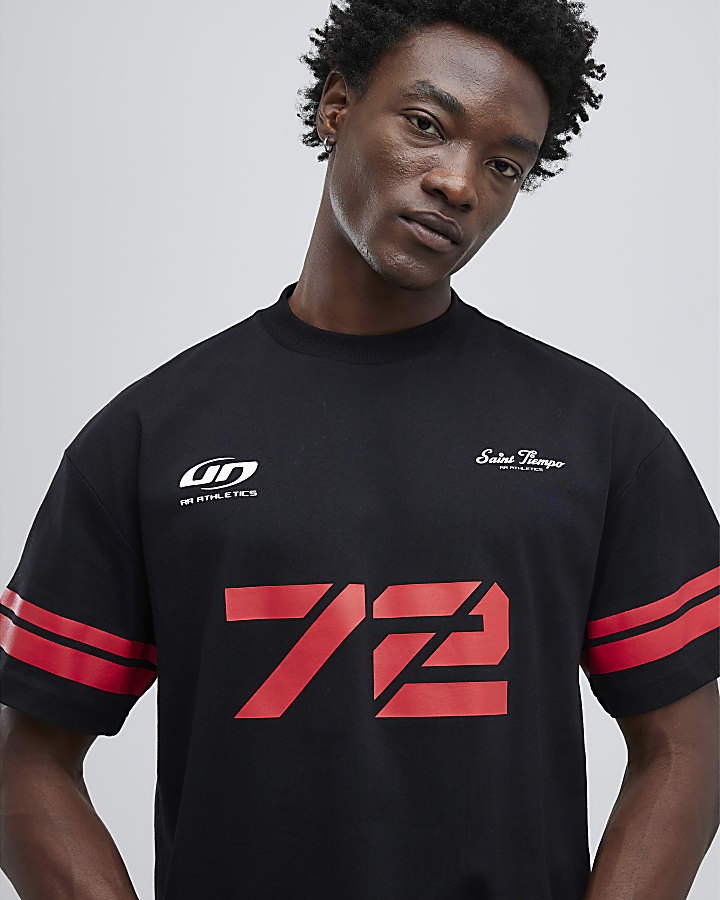 Black Oversized Fit RR Athletics 72 T-Shirt