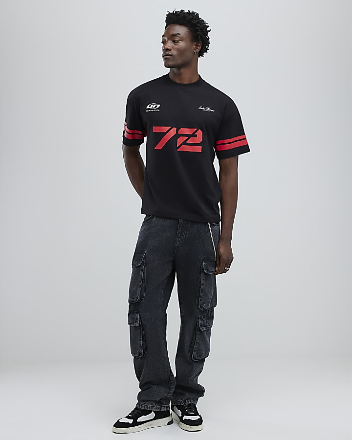 Black Oversized Fit RR Athletics 72 T-Shirt