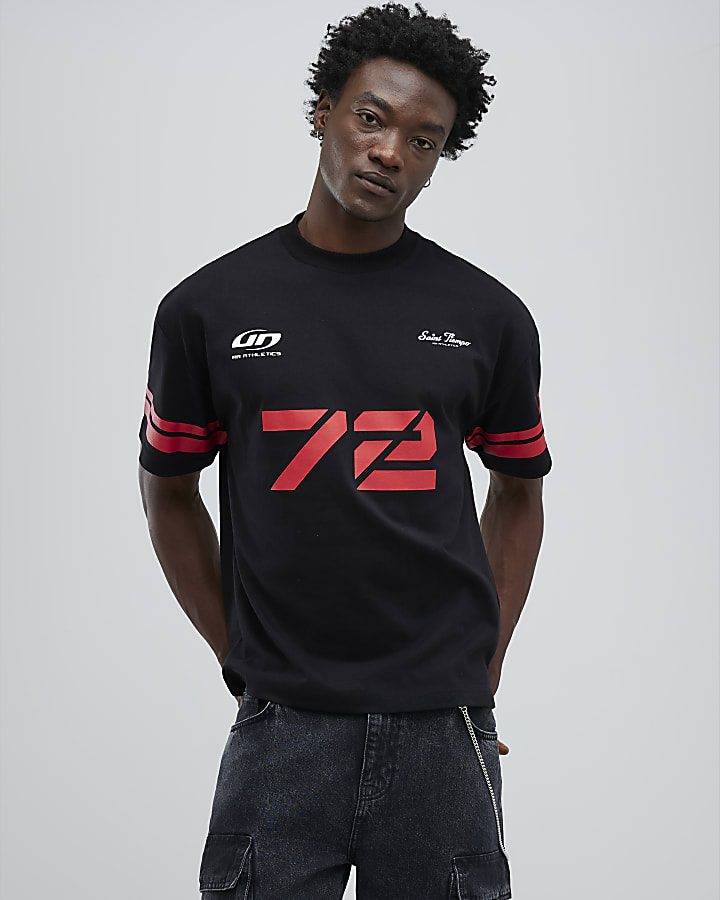 Black Oversized Fit RR Athletics 72 T-Shirt