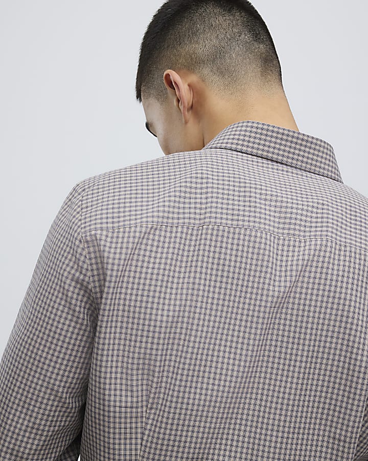 Brown Slim Fit Check Shirt