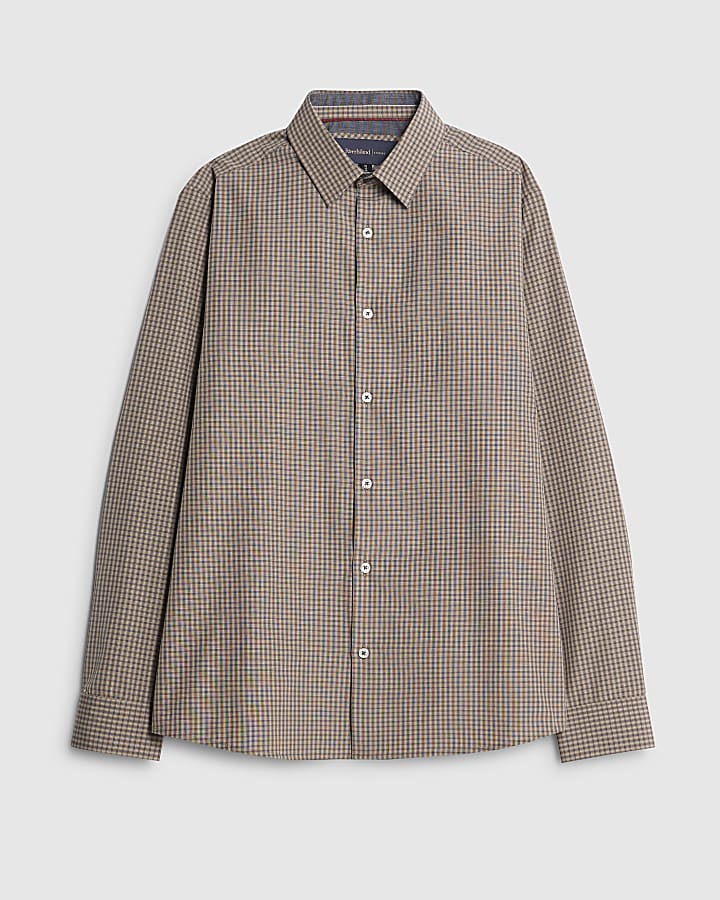Brown Slim Fit Check Shirt