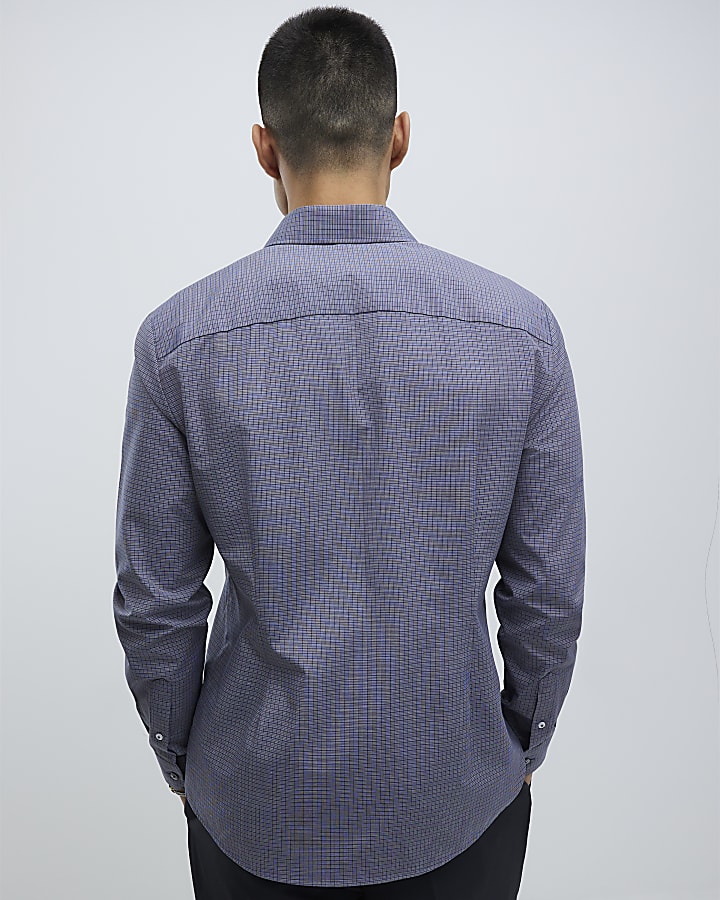 Navy Slim Fit Check Shirt