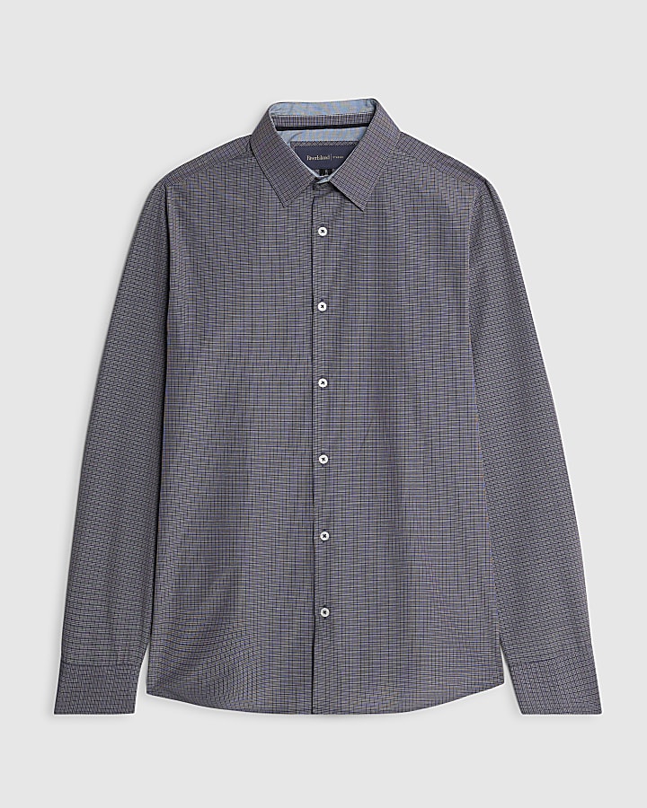 Navy Slim Fit Check Shirt