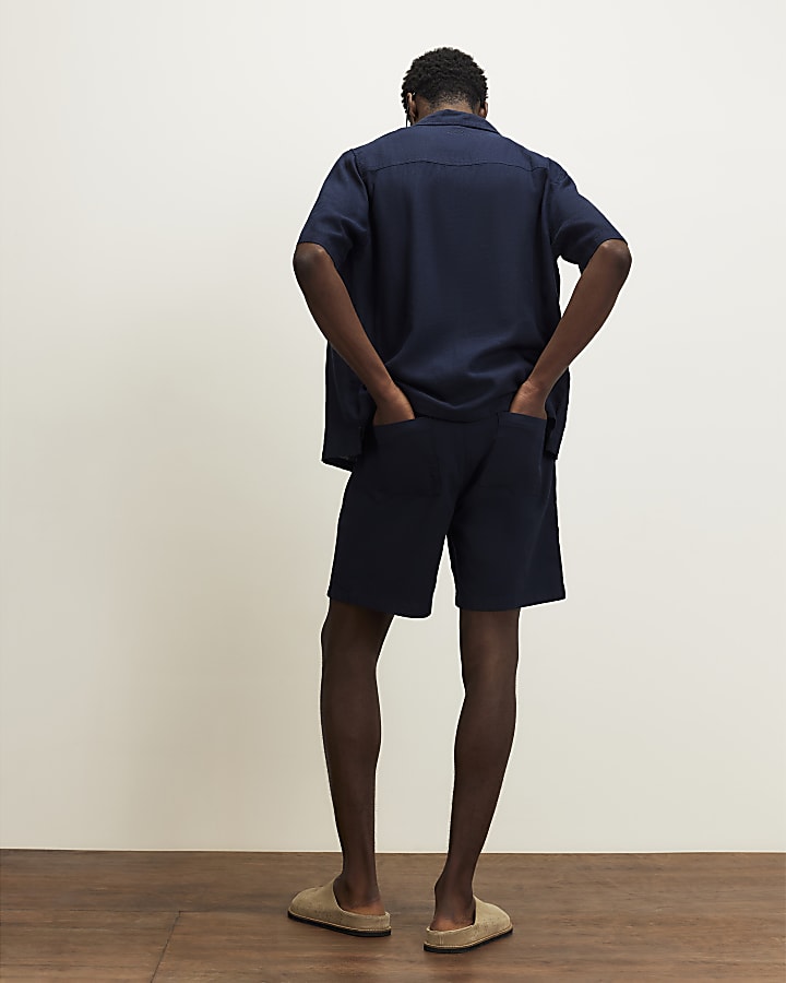 Navy Regular Fit Capulet Cross Hatch Shorts