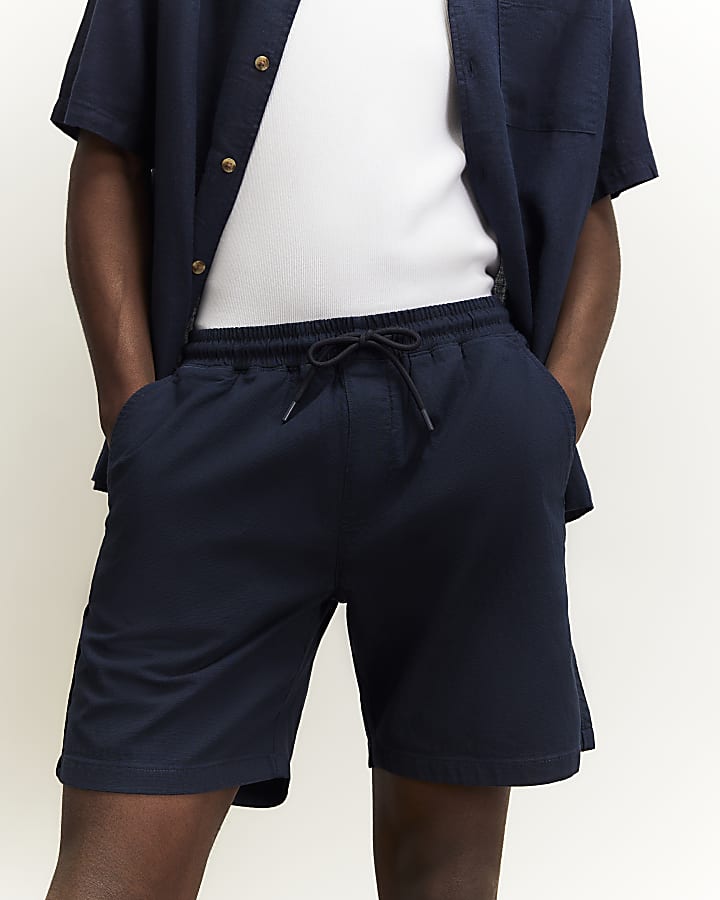 Navy Regular Fit Capulet Cross Hatch Shorts
