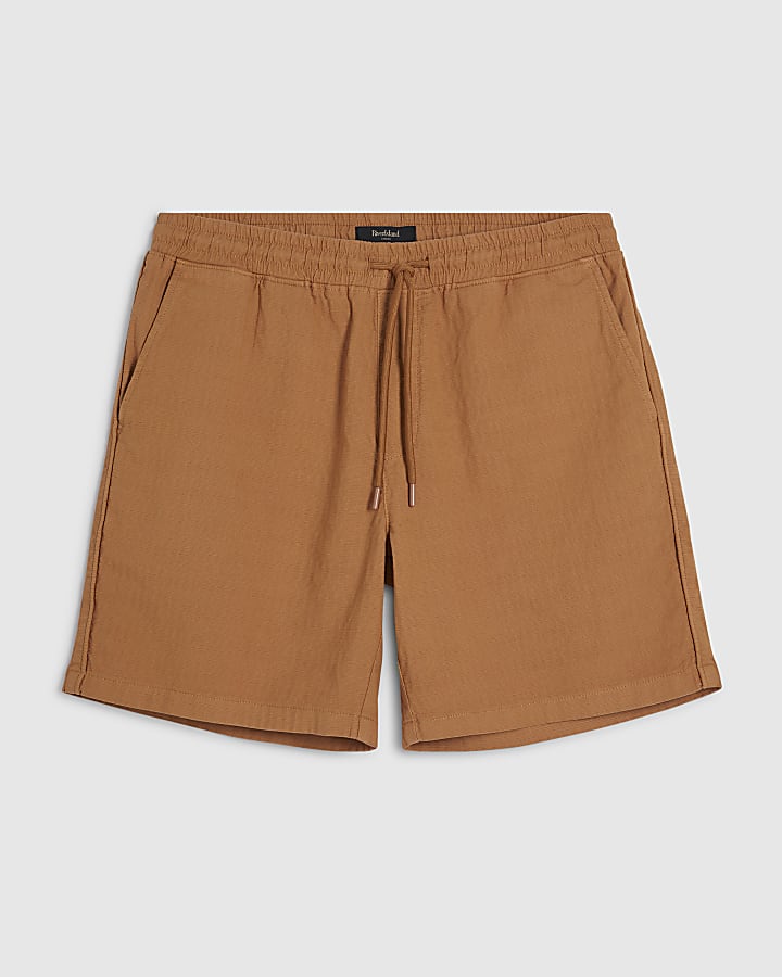 Orange Regular Fit Cross Hatch Shorts