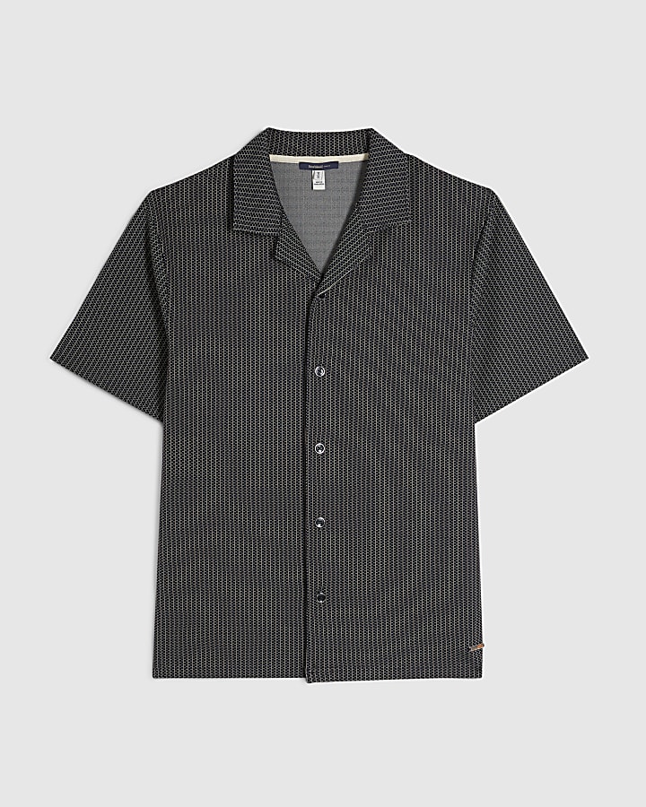 Black Regular Fit Geometric Shirt