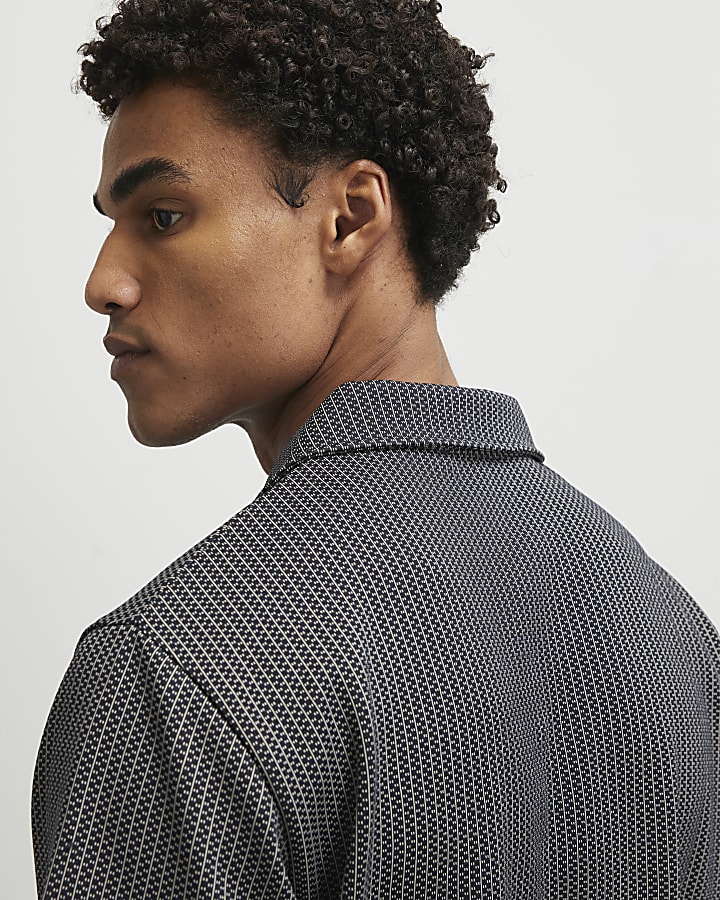 Black Regular Fit Geometric Shirt