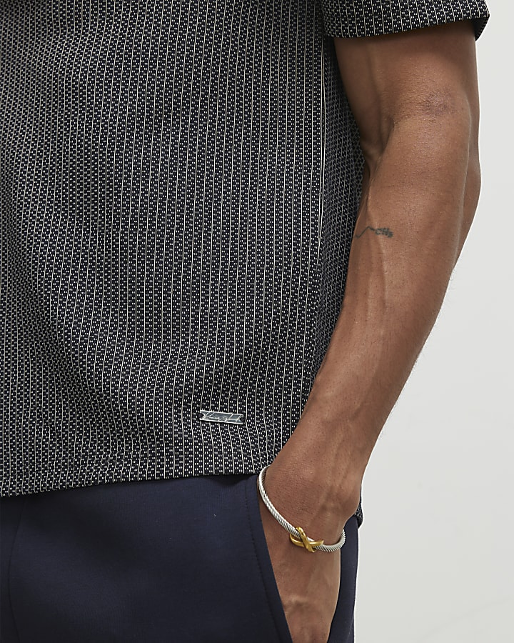 Black Regular Fit Geometric Shirt